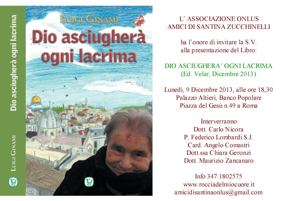 Inviti presentazione libro Dio asciugherà ogni lacrima, 9-12-13